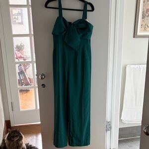 Lilly Pulitzer Emerald Green Bow-Front Wide-Leg Jumpsuit